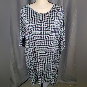 NWT Lularoe Irma, black/red/green geometric pattern, size L